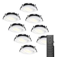8x Rome LED inbouwspots - Wit - 6W 500lm - Kantelbaar - Dimbaar - 2700K - IP44 - Afstandsbediening - thumbnail