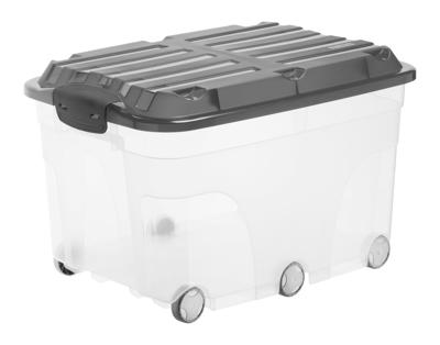 Rotho Roller Opbergbox met Deksel en Wielen 57L Antraciet/Transparant