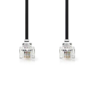 Telefoonkabel | RJ11 male - RJ11 male | 5,0 m | Zwart