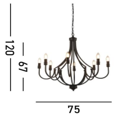 Searchlight Klassieke hanglampLodge 8-lichts zwart - 82918-8BK
