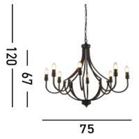 Searchlight Klassieke hanglampLodge 8-lichts zwart - 82918-8BK - thumbnail
