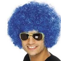 Pruik Afro Blauw - thumbnail