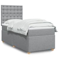 Boxspring met matras stof lichtgrijs 100x200 cm - thumbnail