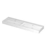 INK Unlimited Wastafel Porselein Dubbel met 2 Kraangaten - 1600x450x110 mm - Glans Wit - thumbnail
