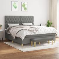 Boxspring met matras stof donkergrijs 160x200 cm - thumbnail