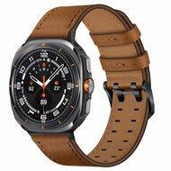 Leren band met twin gesp - Donkerbruin - Samsung Galaxy Watch 8 Classic - 46mm - thumbnail