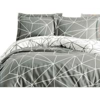 Beddengoedset - 1 dekbedovertrek 220 x 240 cm + 2 kussenslopen 60 x 60 cm - 100% versterkt katoen - Grijs - thumbnail