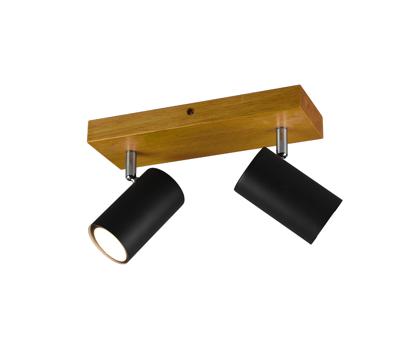 Trio 2-lichts opbouwspotMarley zwart op hout - 812400232