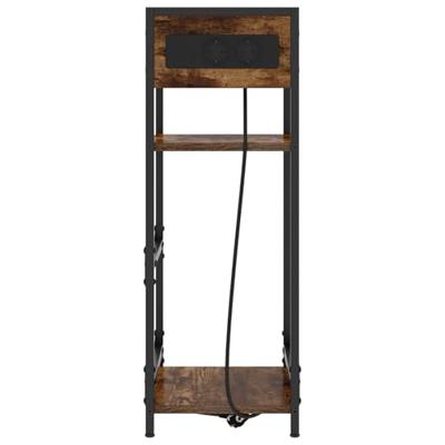 Nachtkastje met lade Gerookt eiken 40 x 27 x 76 cm Bewerkt hout Nachtkastje met lade Gerookt eiken 40 x 27 x 76 cm Bewerkt hout