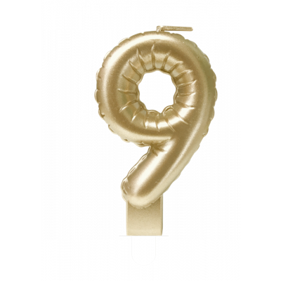 Folie Ballon Kaarsje Cijfer &apos;9&apos; Goud