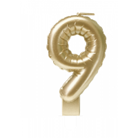 Folie Ballon Kaarsje Cijfer &apos;9&apos; Goud - thumbnail