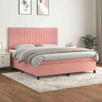 Boxspring met matras fluweel roze 160x200 cm - thumbnail