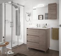 Muebles Rise asymmetrisch staand badmeubel 85cm donker eiken links - thumbnail