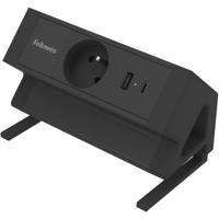 Fellowes contactdoos Power Desk, 1 stopcontact + 1 x USB-A + 1 x USB-C, zwart, voor België - thumbnail