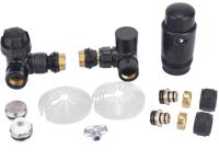 Saqu radiatorkraan zijaansluiting haaks verkeerd links mat zwart - thumbnail