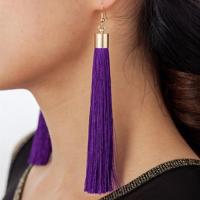3 delige vrouwen Boho Fashion lange kwast Earrings(Purple) - thumbnail
