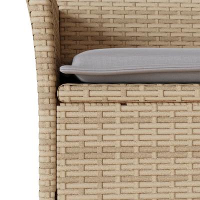 3-delige Tuinset met kussens poly rattan en glas beige - thumbnail