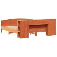 Bed met boekenkast zonder matras grenenhout wasbruin 180x200 cm - thumbnail