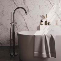 Brushed Edition vrijstaande badmengkraan SET 01 met staaf handdouche en doucheslang RVS geborsteld PVD - thumbnail