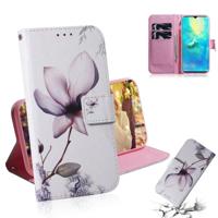 Magnolia bloem patroon gekleurde tekening horizontale Flip lederen case voor Huawei mate 20 X met houder & card slots & portemonnee - thumbnail