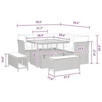 Tuinbankenset 8 pcs Zwart poly rattan - thumbnail
