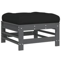 Tuinvoetenbank met kussen massief grenenhout grijs - thumbnail