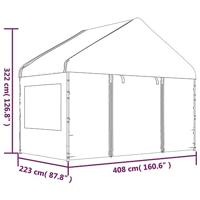 Prieel met dak 13,38x4,08x3,22 m polyetheen wit - thumbnail