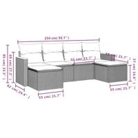 6-delige Loungeset met kussens poly rattan grijs - thumbnail