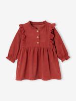 Fluwelen jurk met ruches van Engels borduurwerk baby's terracotta - thumbnail