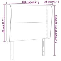 Hoofdbord met randen 103x23x118/128 cm fluweel roze - thumbnail