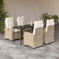 5-delige Tuinset met kussens poly rattan beige - thumbnail