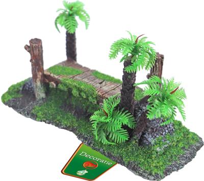 Boon Aquarium Ornament - Steiger met Mos & Bomen, Natuurlijk Polyresin 20cm, Veilig & Duurzaam