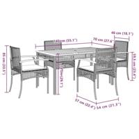 5-delige Tuinset met kussens poly rattan zwart - thumbnail