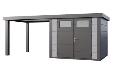 Telluria | Tuinhuis Classico 2724 met Overkapping Open Lounge Large | Links | Lichtgrijs