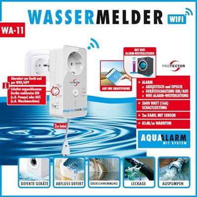 Protector 15021 WA-11 Watermelder met WiFi-alarmdoorschakeling Met externe sensor werkt op het lichtnet