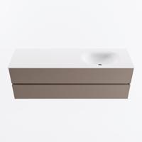 MONDIAZ VICA 150cm badmeubel onderkast Smoke 2 lades. Wastafel MOON rechts 1 kraangat, kleur Talc. - thumbnail