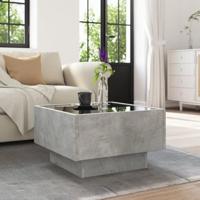 Salontafel met LED 50x50x30 cm bewerkt hout betongrijs - thumbnail