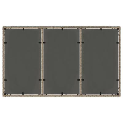 Tuintafel met glazen blad 150x90x75 cm poly rattan grijs - thumbnail