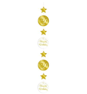 Hangdecoratie 50 Jaar Goud/Wit (1,2m)