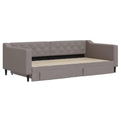 Slaapbank met onderschuifbed en lades 100x200 cm stof taupe