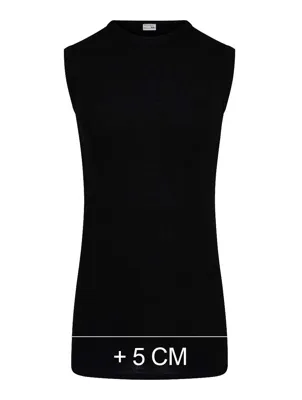 Heren mouwloos shirt katoen Extra lang - Shirt zonder mouwen - wit en zwart Ondershirt - M - M - M