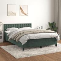 Boxspring met matras fluweel donkergroen 140x200 cm - thumbnail