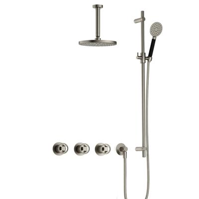 Hotbath Cobber IBSW70 Regendoucheset inbouw - 15cm plafondarm - 20cm ronde hoofddouche - 3 standen handdouche - glijstang - Geborsteld nikkel IBSW70GN127