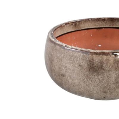 PTMD Nayaa Brown ceramic pot round SV2