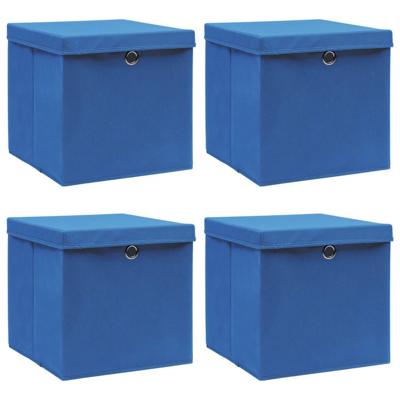 Opbergboxen met deksel 4 st 32x32x32 cm stof blauw