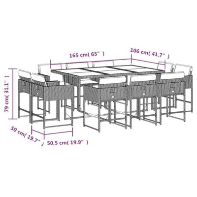 11-delige Tuinset met kussens poly rattan zwart - thumbnail