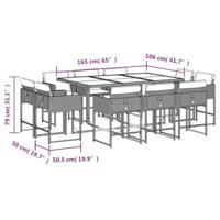 11-delige Tuinset met kussens poly rattan grijs - thumbnail