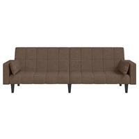 Slaapbank 2-zits met 2 kussens stof taupe - thumbnail