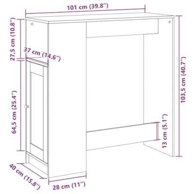 Bartafel met rekken 101x40x103,5 cm hout sonoma eikenkleur