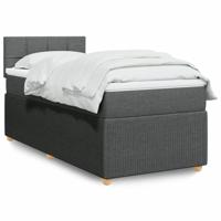 Boxspring met matras stof donkergrijs 90x190 cm - thumbnail